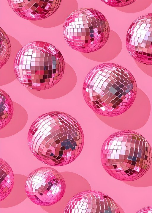 Pink Disco Balls on Pink Background