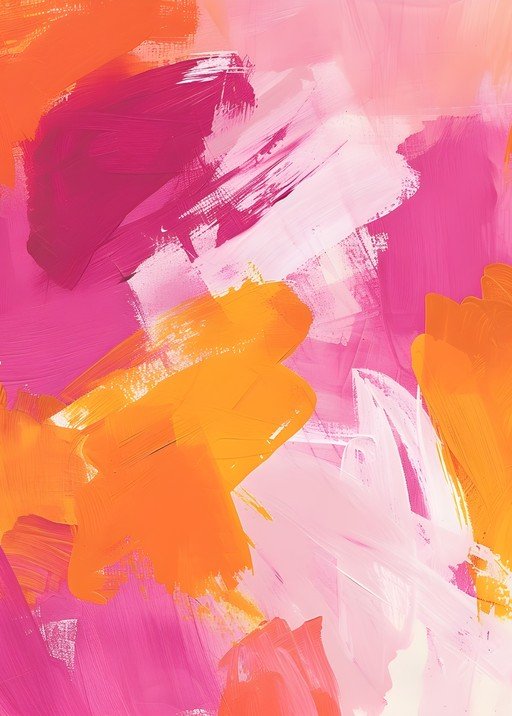 Vibrant Abstract Paint Strokes in Pink and Orange