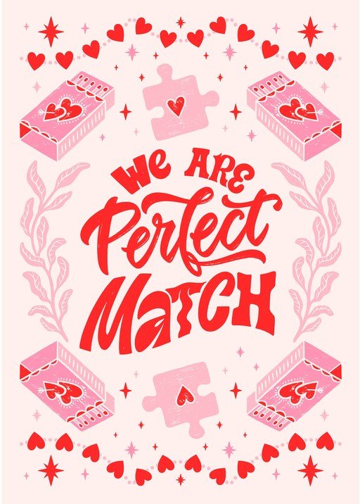 Perfect Match Valentine's Day Illustration