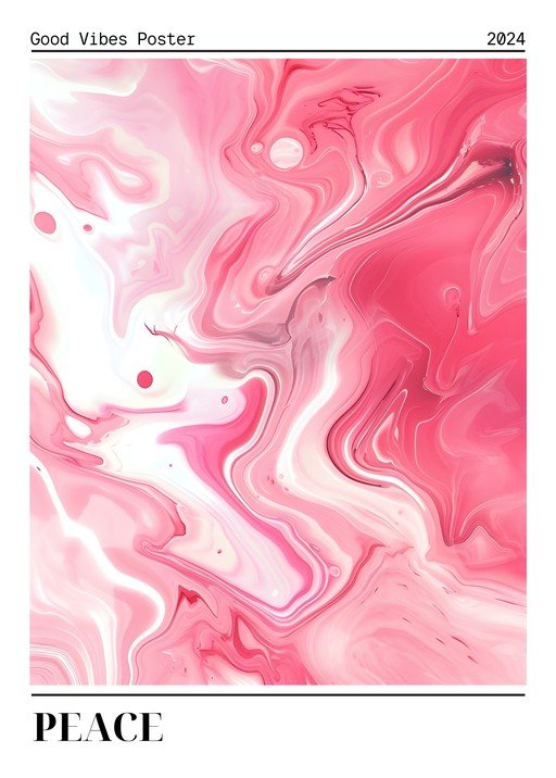 Pink Marble "Peace" Poster