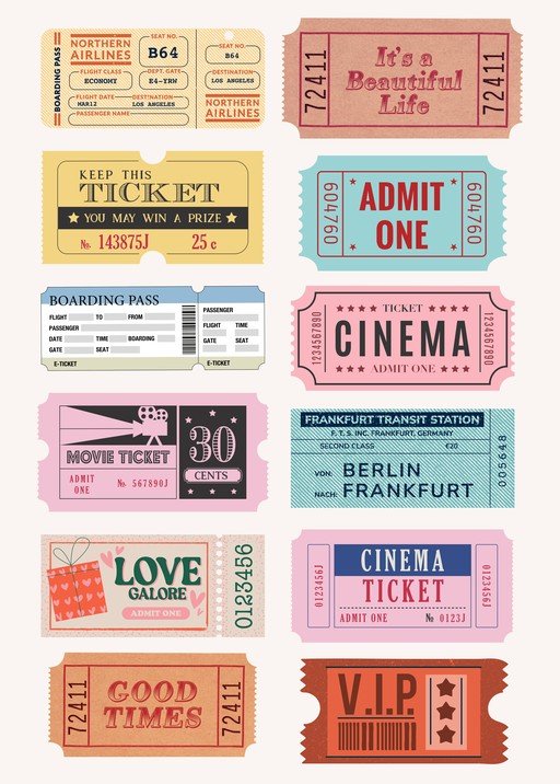 Collection of Vintage-Style Tickets