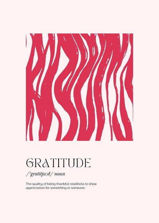 Gratitude Definition with Abstract Red Brushstrokes
