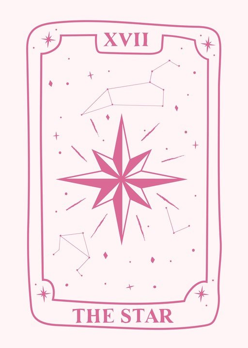 The Star Tarot Card with Pink Constellations and Star