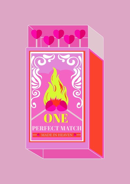 Perfect Match Box with Hearts and Flames