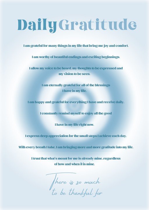 Daily Gratitude Affirmations Poster