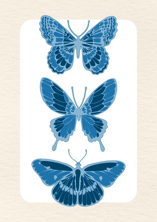 Three Blue Butterflies in a Row