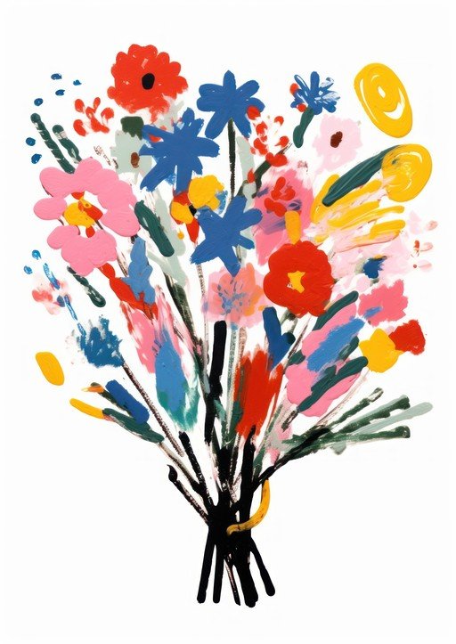 Abstract Floral Bouquet Painting