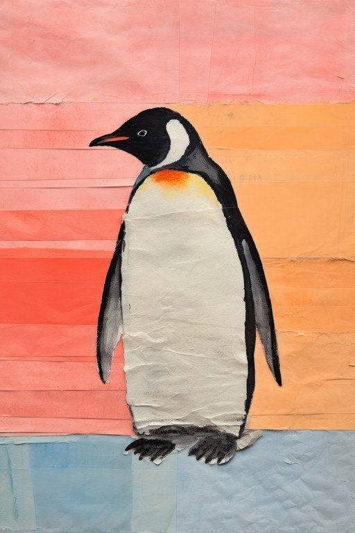 Artistic Penguin Illustration on Textured Background