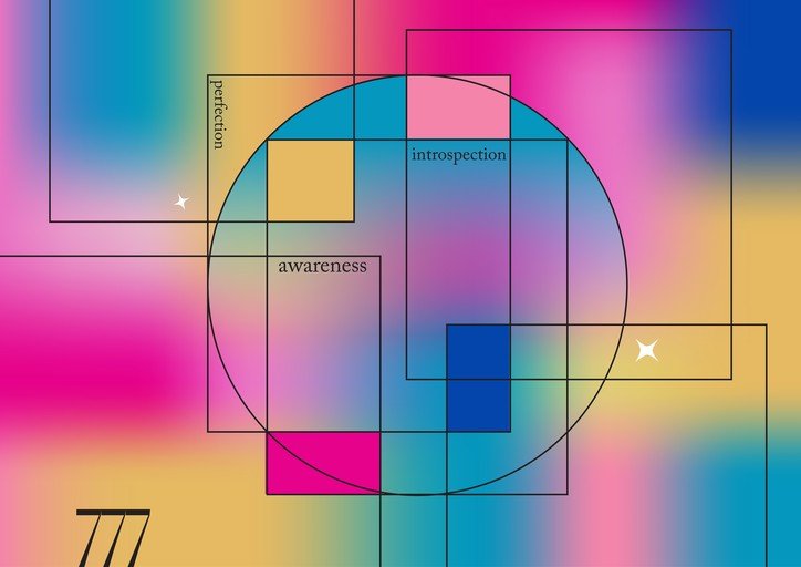 Abstract Geometric Design with Gradient Colors and Text
