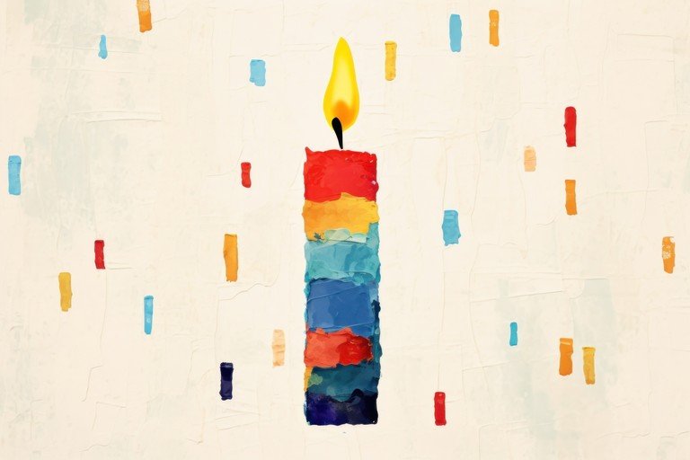 Abstract Birthday Candle with Confetti
