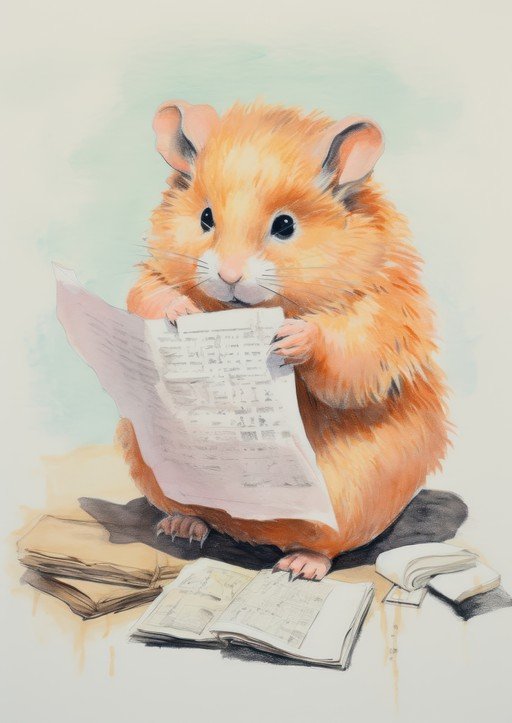 Cute Hamster Reading a Newspaper