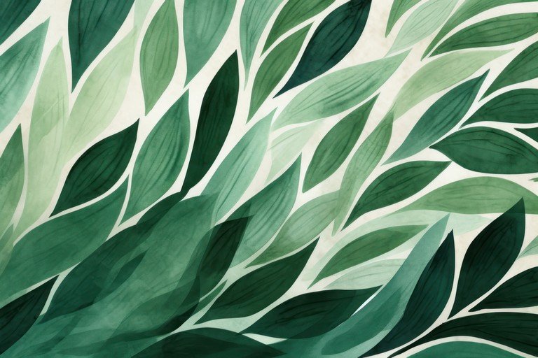 Abstract Watercolor Green Leaf Pattern
