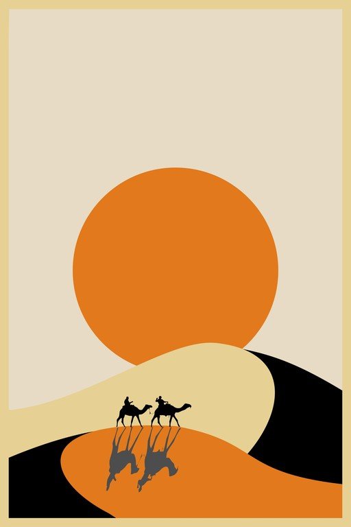Desert Caravan Silhouette at Sunset