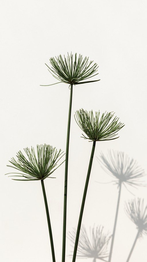 Minimalist Papyrus Stalks with Shadows