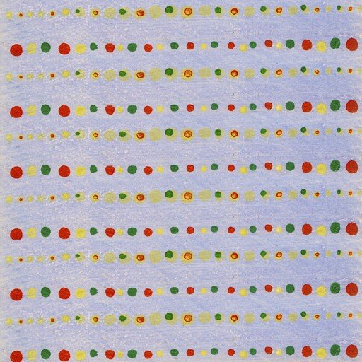Abstract Pattern of Red, Yellow, and Green Dots on Blue