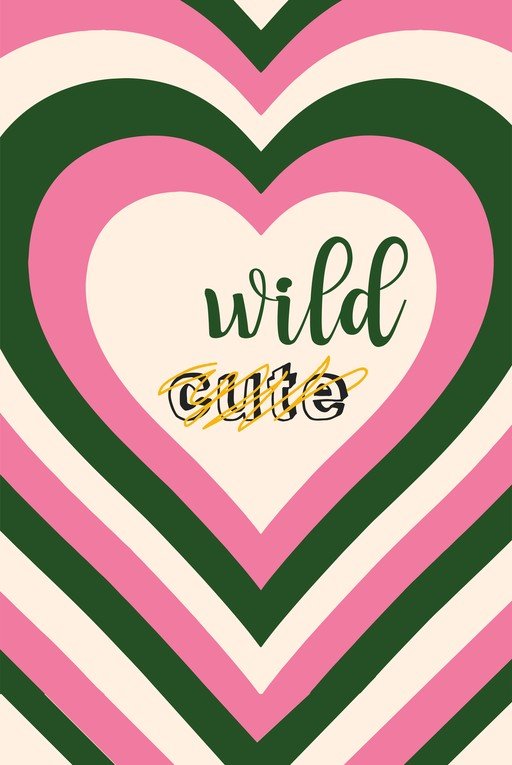 Wild & Cute Heart Design with Pink, Green, and Cream
