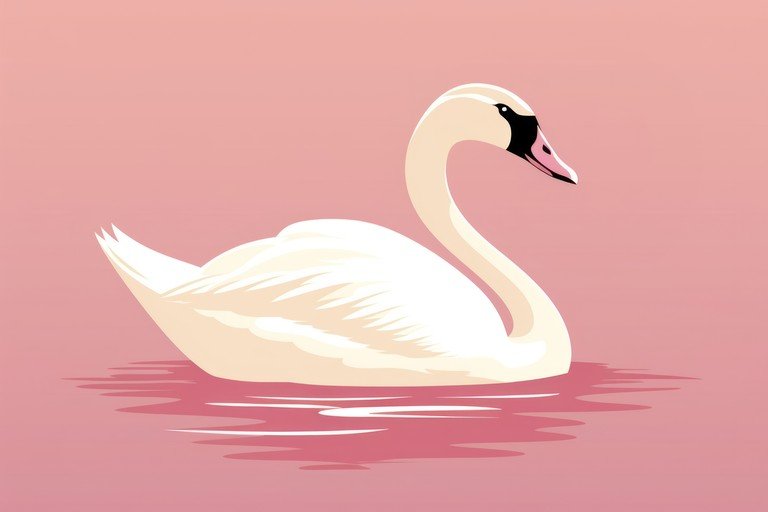 Elegant White Swan on Pink Water