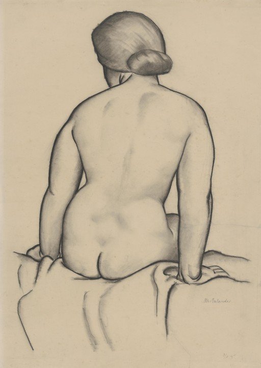 Charcoal Nude Study of a Woman from Behind