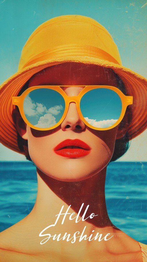 Woman in Sunglasses and Hat at the Beach