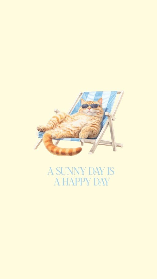Cat Relaxing on Beach Chair with Sunglasses