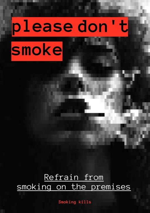Anti-Smoking Poster with Pixelated Face