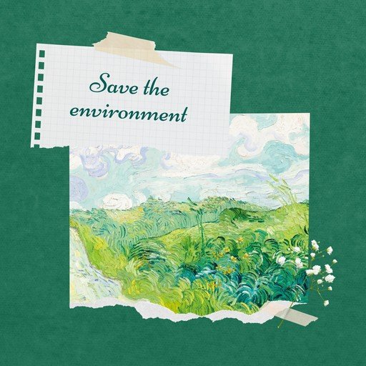 Save the Environment Collage with Van Gogh-inspired Landscape