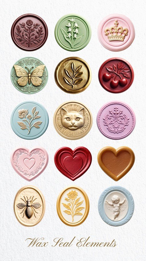 Collection of Decorative Wax Seal Elements
