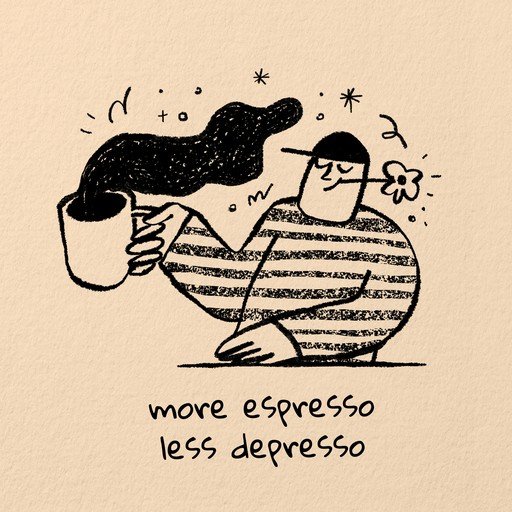 Espresso Boost: A Whimsical Illustration for Coffee Lovers