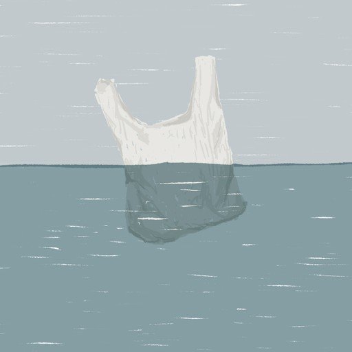 Plastic Bag Floating in Water