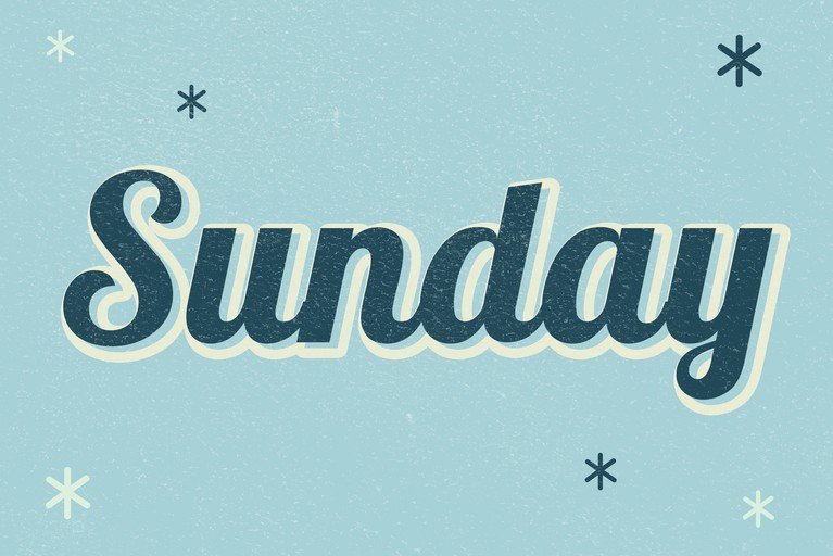 Retro Sunday Text with Snowflakes