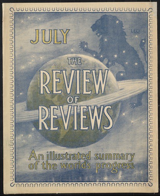 The Review of Reviews July Cover with Leo Constellation