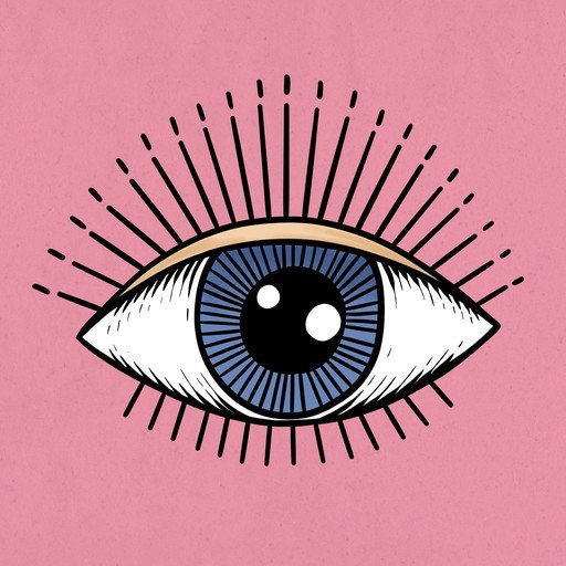 Stylized Eye Illustration on Pink Background