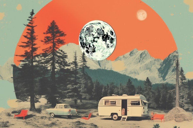 Retro Camper Van Adventure in Mountain Landscape