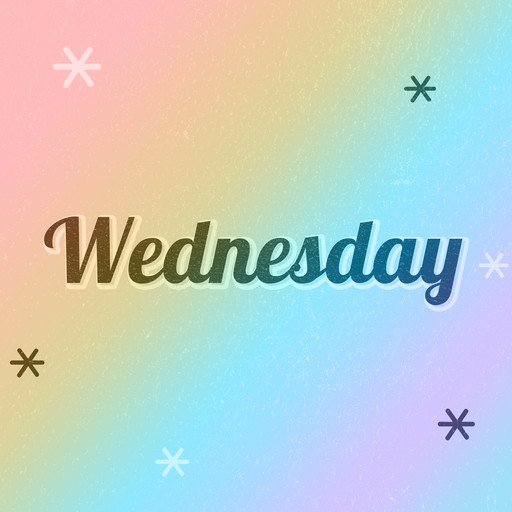 Wednesday Text with Pastel Gradient and Star Accents