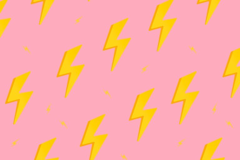 Yellow Lightning Bolts on Pink Background Pattern