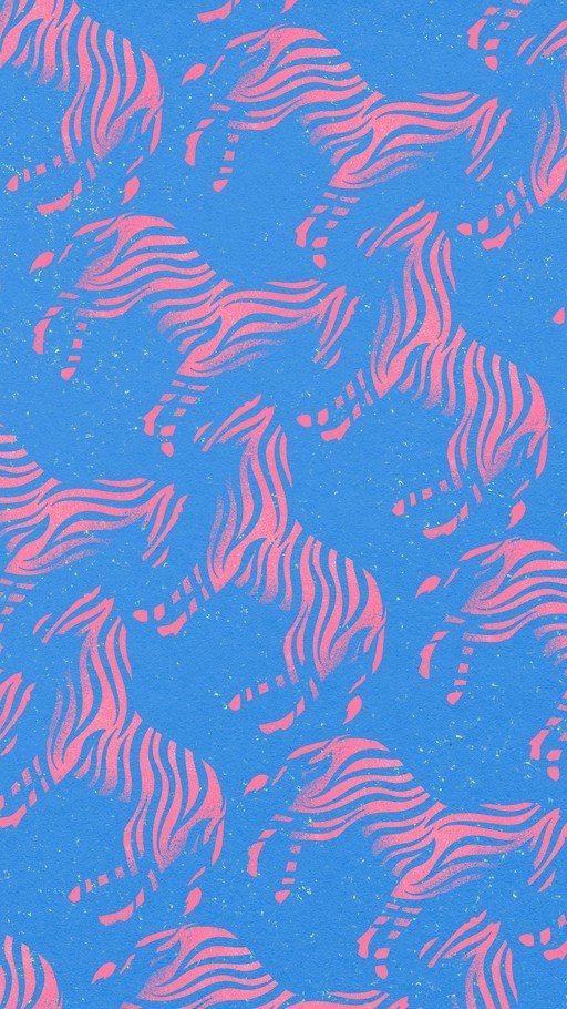 Pink Zebra Pattern on Blue Background