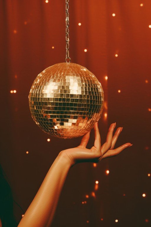 Disco Ball and Hand in Warm, Bokeh Lighting