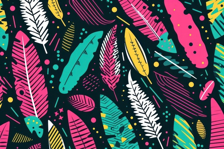 Vibrant Tropical Feather Pattern