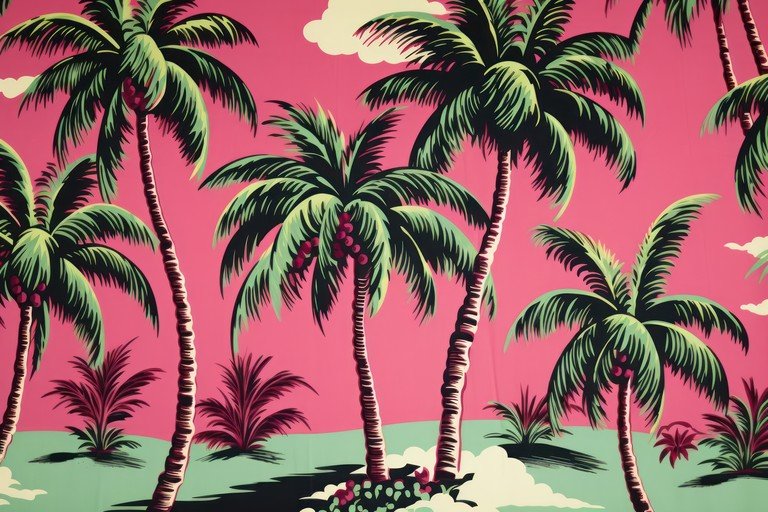 Vibrant Pink Palm Tree Tropical Pattern