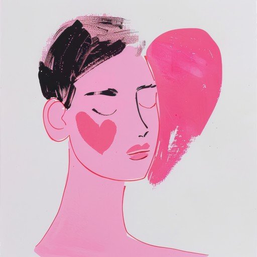 Pop Art Portrait of a Woman with a Pink Heart