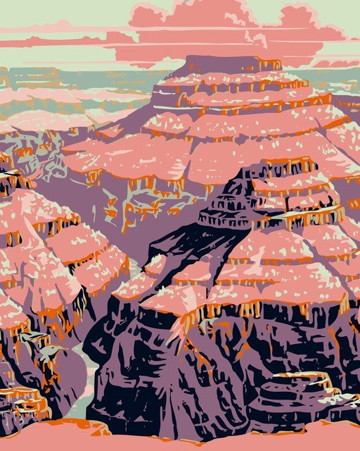 Grand Canyon Landscape in Pink and Purple Hues