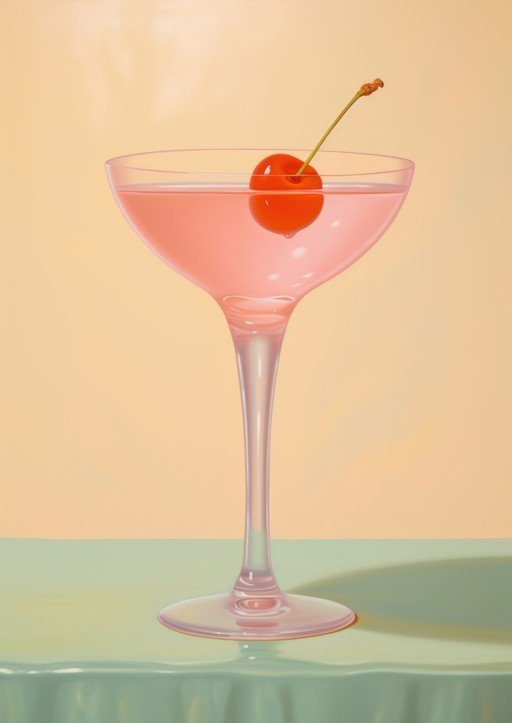 Elegant Pink Cocktail with Cherry Garnish