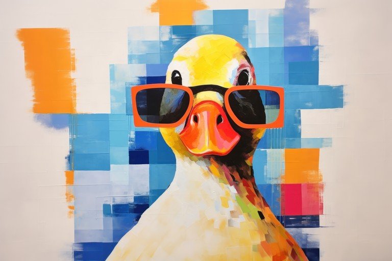 Cool Duck in Sunglasses: Abstract Pop Art Painting