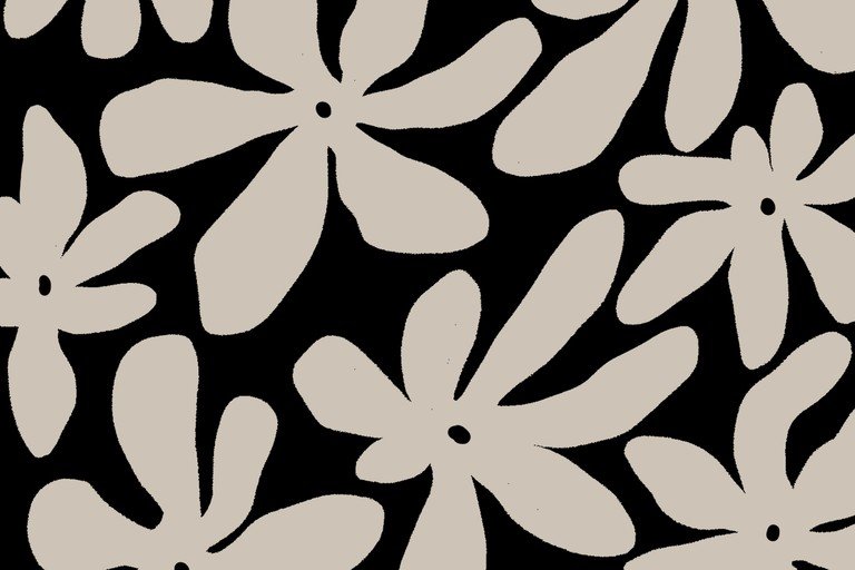 Abstract Floral Pattern in Beige and Black