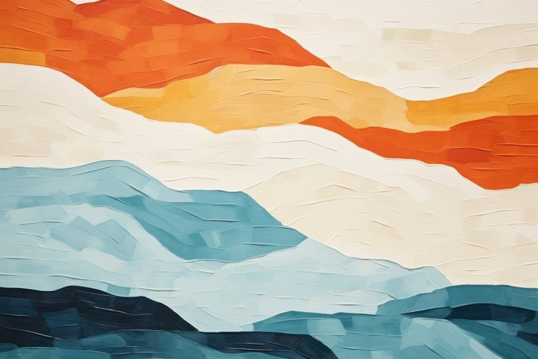 Abstract Landscape Painting with Textured Layers