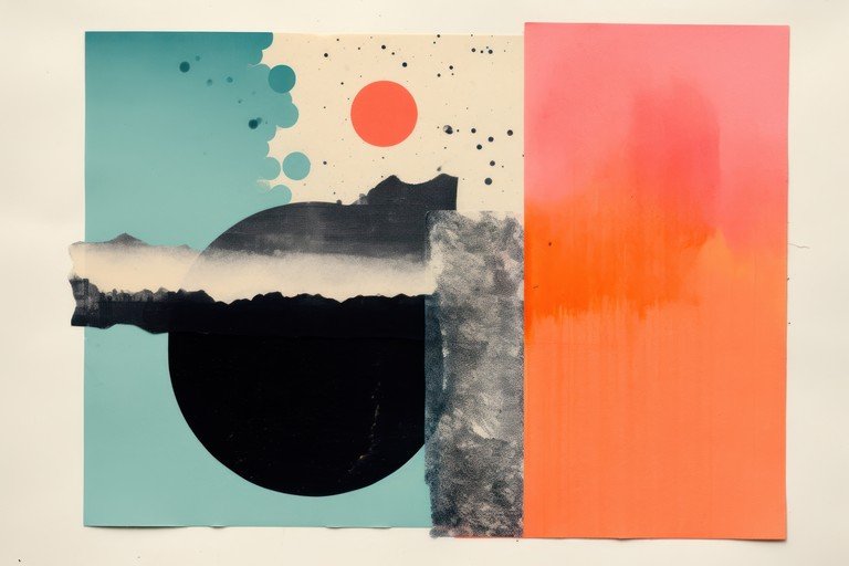 Abstract Collage with Geometric Shapes and Gradient