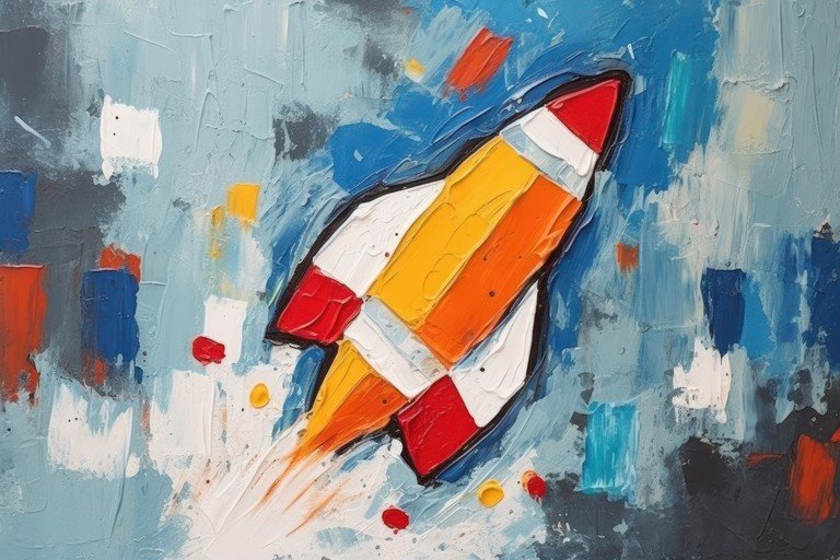 Abstract Rocket Launch Painting