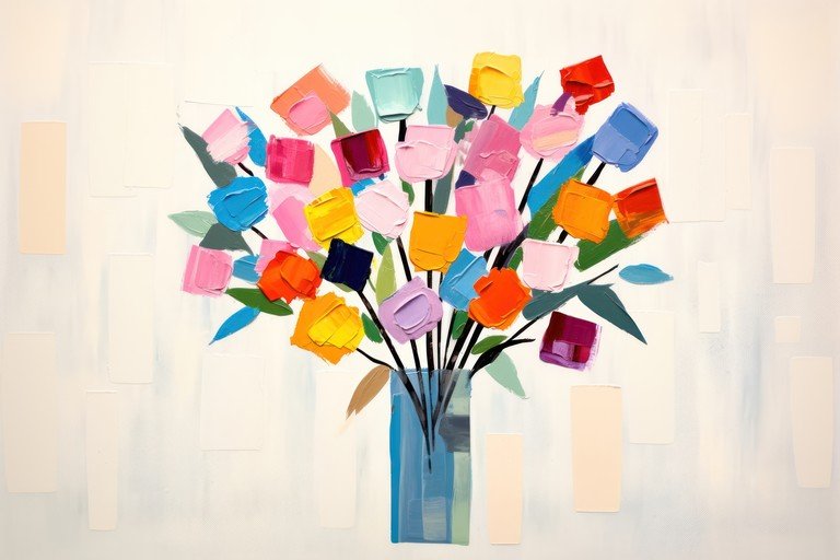 Abstract Floral Painting with Vibrant Colors