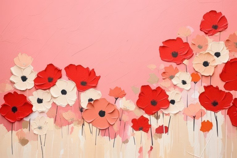 Textured Poppy Field Painting