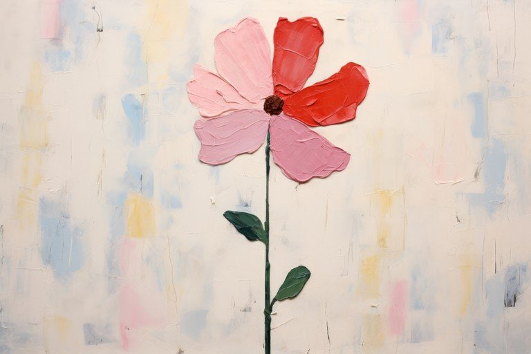 Textured Flower Painting with Pastel Background